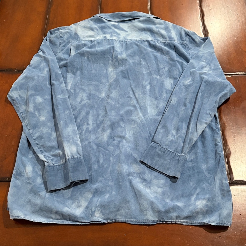Blue Stylish Long-Sleeve Shirt with embroidery pattern - Picture 3 of 4